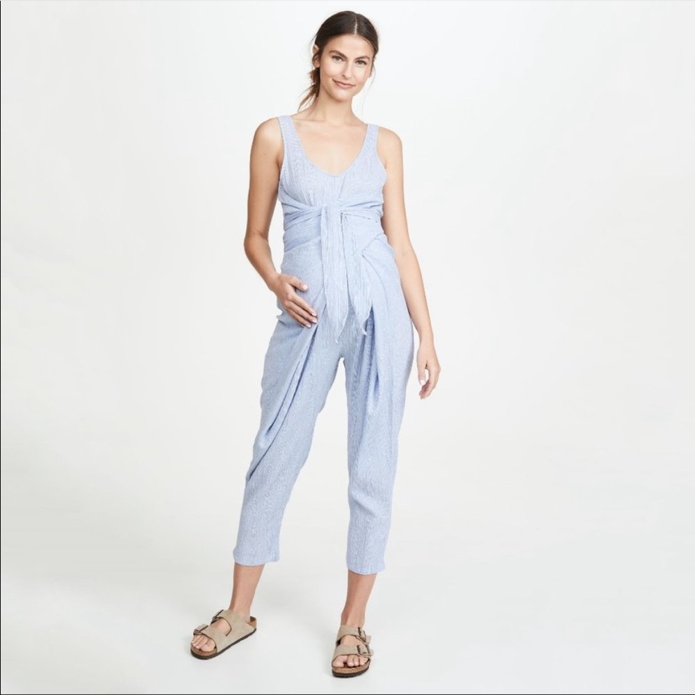 Hatch The Wraparound Jumpsuit Blue Gingham